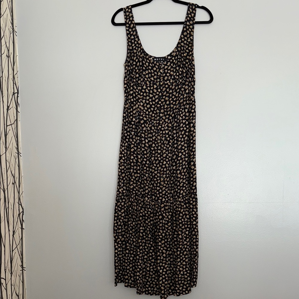 Motel Rocks Black and White Tiered Maxi Sundress